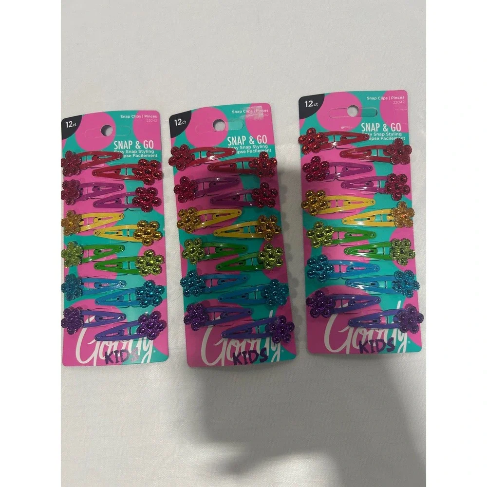 Goody Kids Snap‎ & Go Glitter Flower Hair Clips 36 Count Rainbow Lot 22042 New